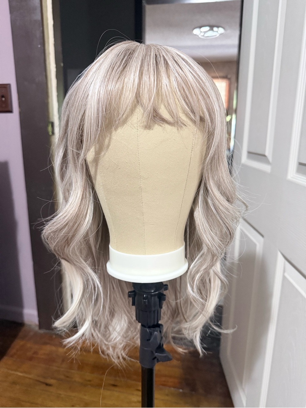 DWY Vesper Light Ash Blonde Wavy Synthetic Wig - Women Hair bionic silk scalp.